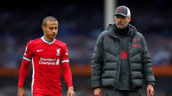 Thiago Alcantara and Liverpool Manager Jurgen Klopp